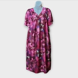 NWT Lissome Floral Fuchsia  Print Lounge Dress ~sz S